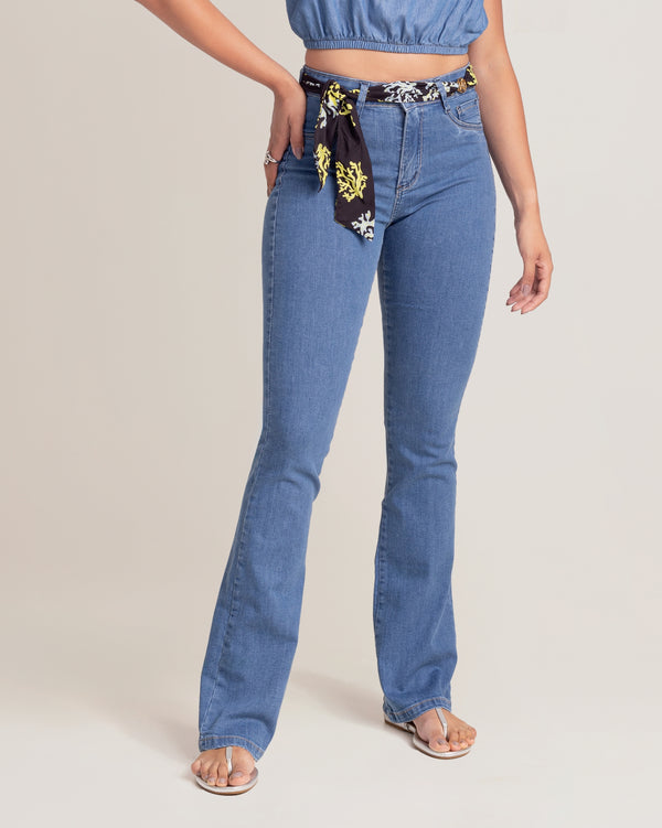 Calça Jeans Boot Cut Feminina Com Cinto