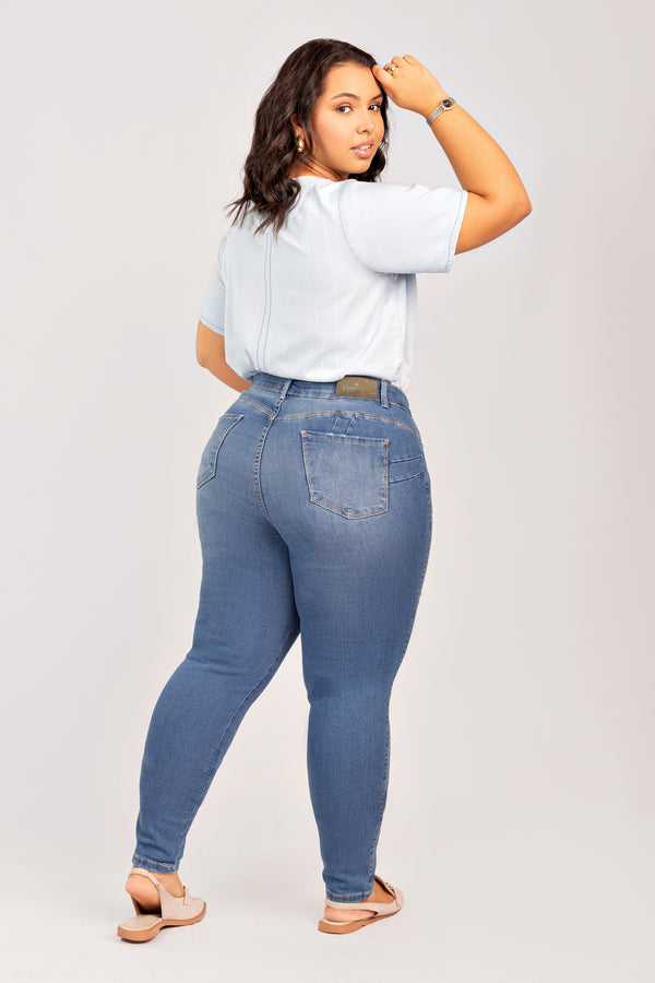 Calça Jeans Plus Size Cigarrete Empina Bumbum