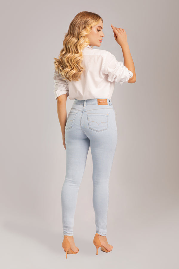 Calça Skinny Feminina Jeans Azul Claro