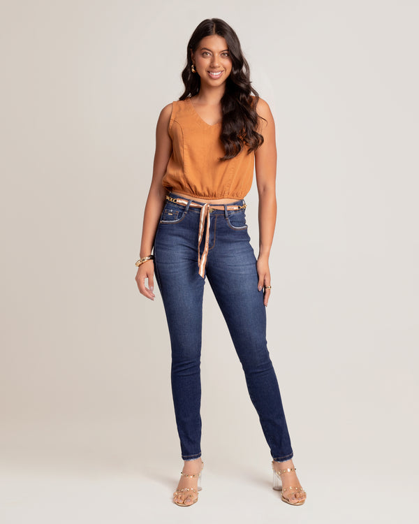 Calça Jeans Skinny Feminina Cintura No Lugar