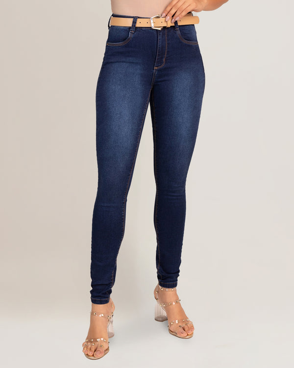 Calça Jeans Skinny Feminina Com Cinto