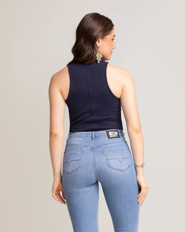 Calça Jeans Feminina Skinny Cintura No Lugar