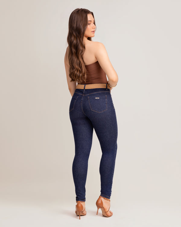 Calça Skinny Jeans Feminina Cintura No Lucar Com Cinto