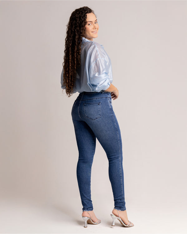 Calça Jeans Skinny Feminina Com Cinto De Lenço