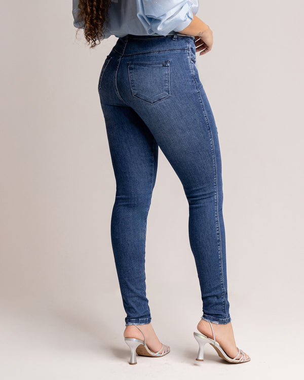 Calça Jeans Skinny Feminina Com Cinto De Lenço