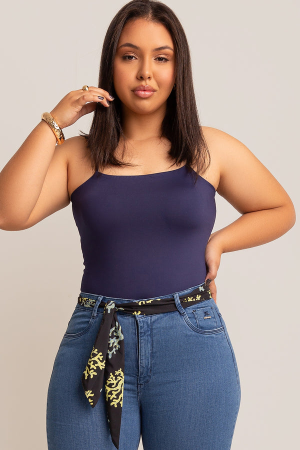 Calça Jeans Plus Size Skinny Chapa Barriga Com Cinto de Lenço