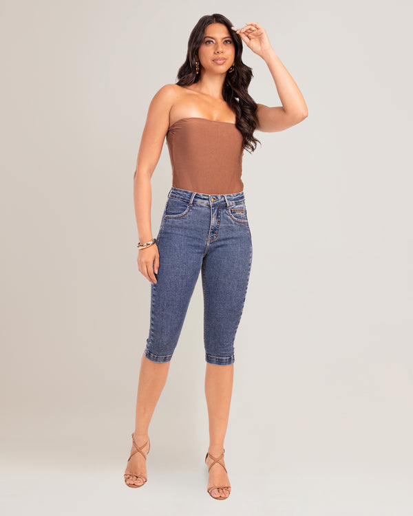 Calça Capri Feminina Jeans Chapa Barriga