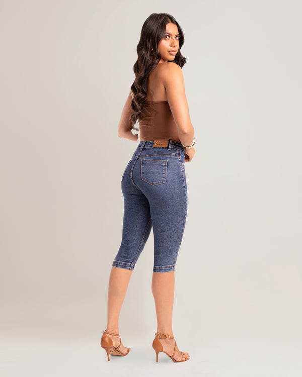 Calça Capri Feminina Jeans Chapa Barriga