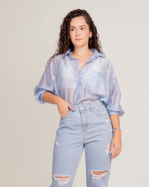 Calça Mom jeans Feminina Com Puídos