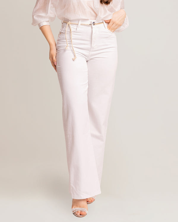 Calça Jeans Wide Leg Feminina Branca