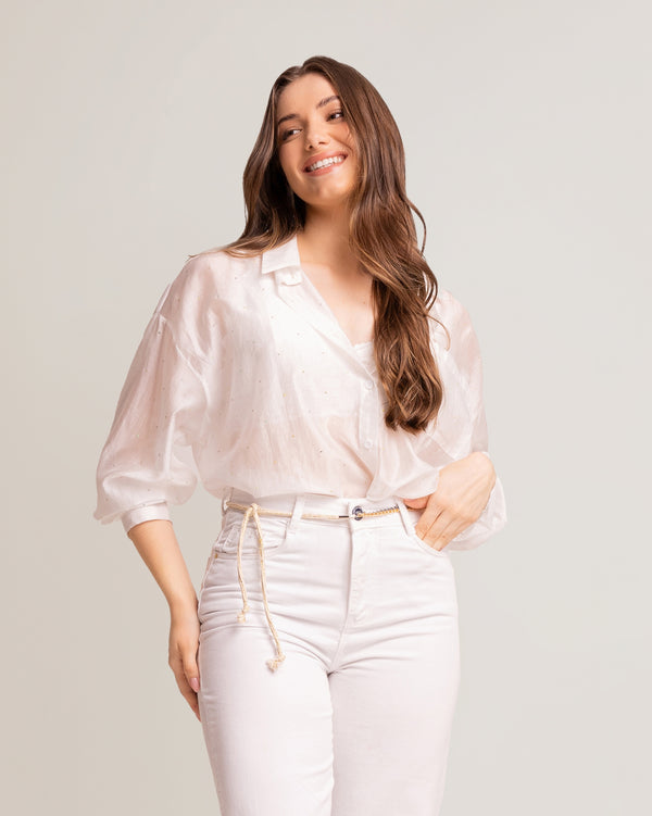 Calça Jeans Wide Leg Feminina Branca